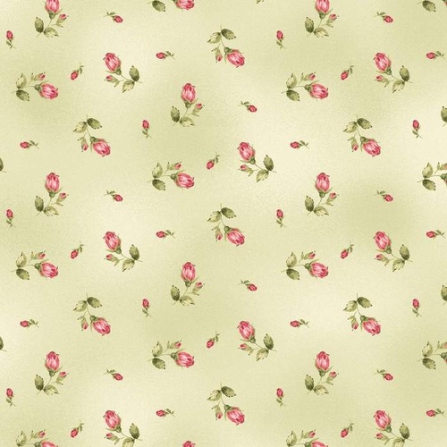 Welcome Home Flannel Rosebuds Green