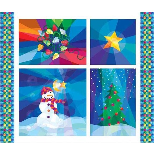 Winter Lights Snowman Panel