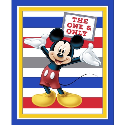Licensed Disney Mickey Mouse Stripe Quilt Panel