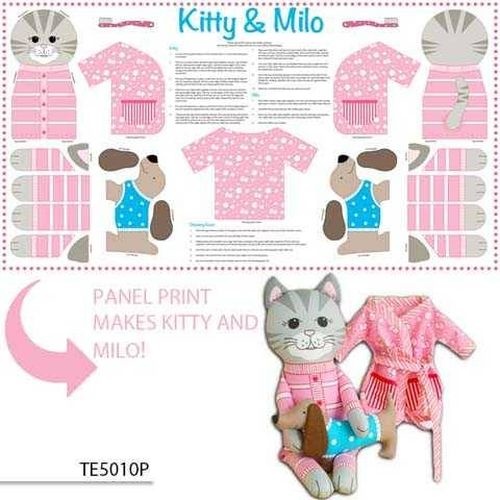 Milo and Kitty Softie Panel Pink