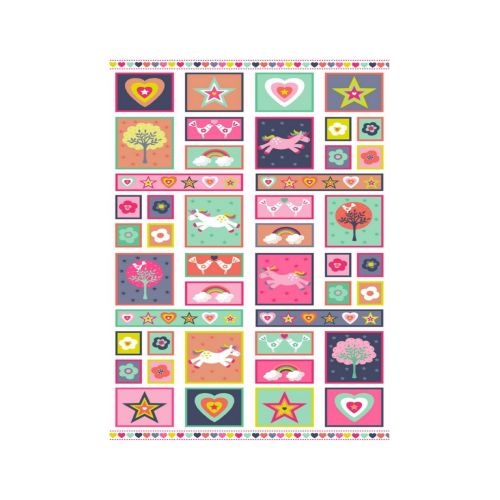 Fantasy Unicorn Love Quilt 24" Panel 