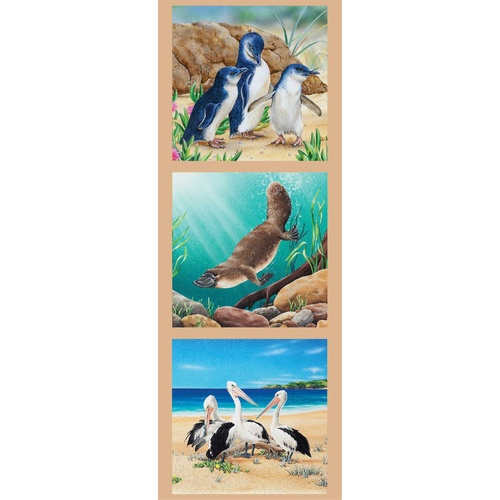 Wildlife Art 2 Penguins Platypus Pelican Panel #1 DV3176