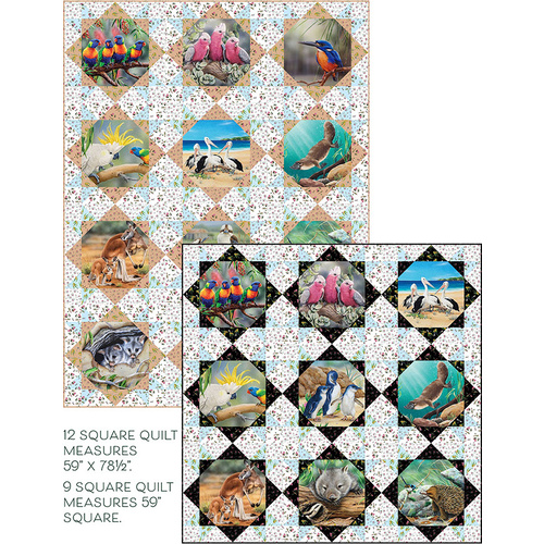 Coolart Wildlife 9 and 12 Block Quilt Pattern 