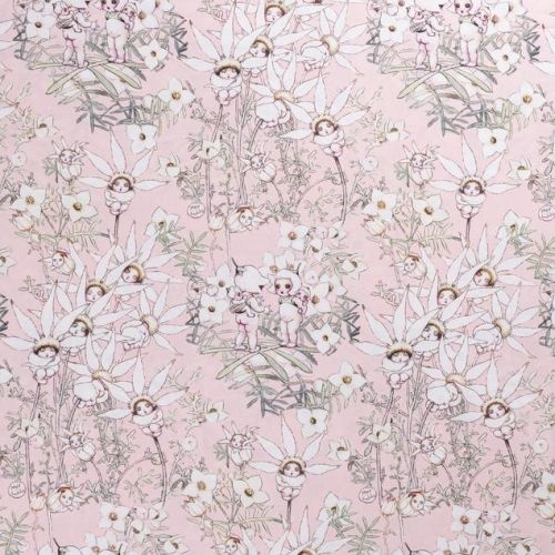 RARE May Gibbs Flannel Flower Babies WIDE Pink Per 1/2m