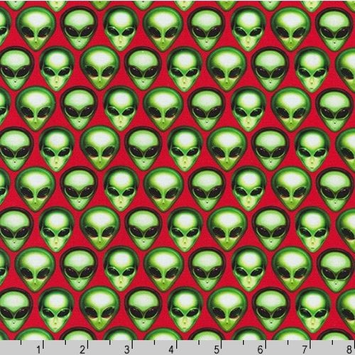 Area 51 Alien Faces Digital Flame Red