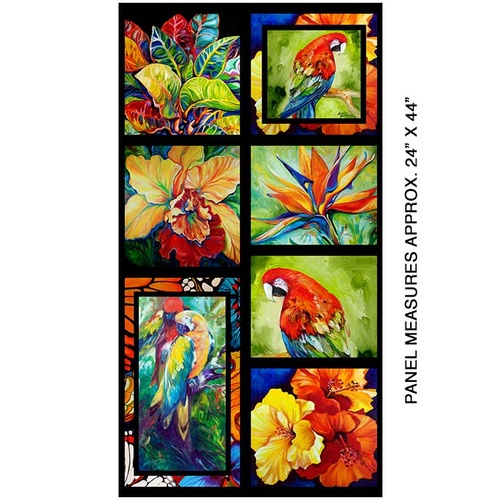 Rainforest Parrot Floral Panel