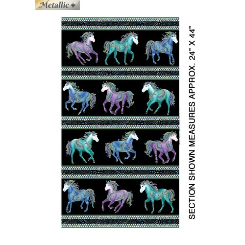 Horsen Around Horse Stripe Metallic Panel Black 5112
