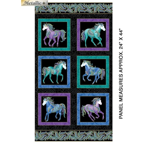 Horsen Around Horse Metallic Panel Black 5012