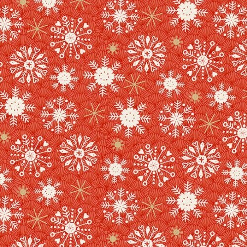 Fabric Remnant -Merry Snowflake Red 48cm