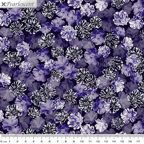Violet Twilight Pearly Blooms Navy 7920P-66