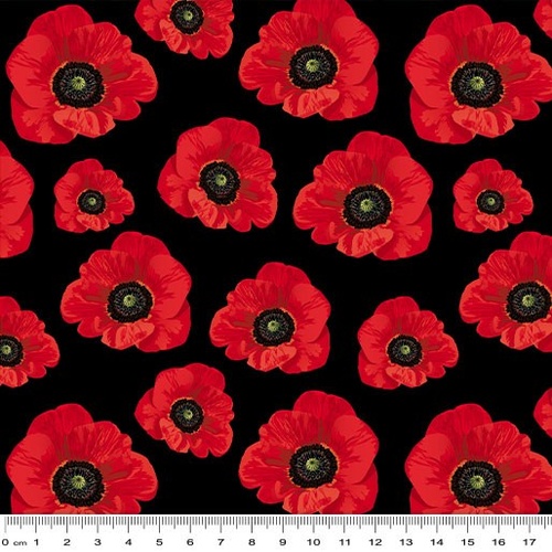 Remembering ANZAC Poppy Poppies Black 7117 Z