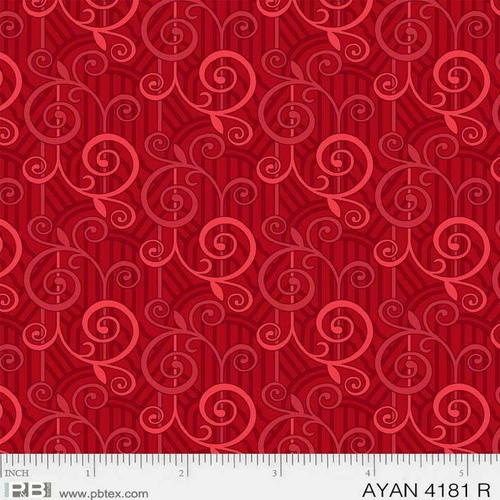 Ayana Tonal Vine Swirl Red 4181 R