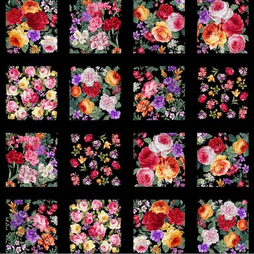 Ayana Floral Rose Blocks Panel PB4178MU