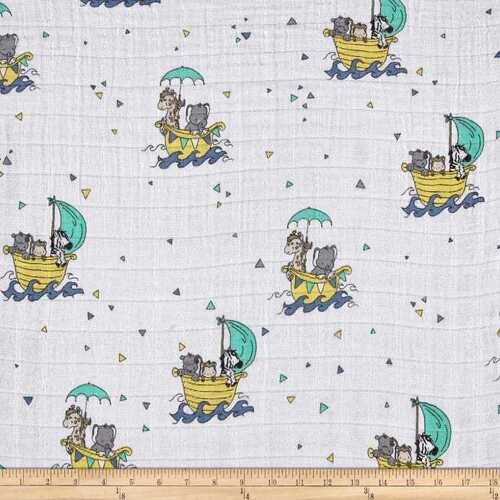 Double Gauze Remnant -Garden Noah's Ark Animals  76cm
