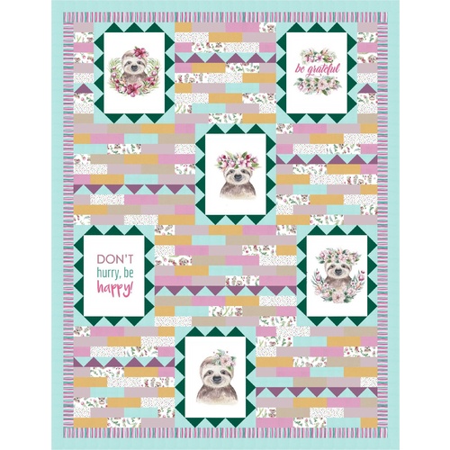Tropical Zoo Hibiscus Sloth Quilt Kit