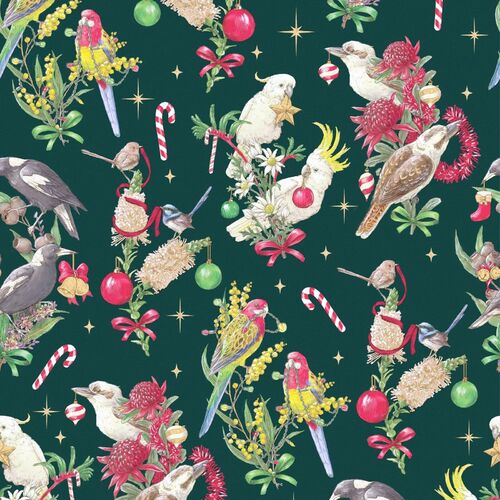 Aussie Christmas Bush Birds Green DV3155