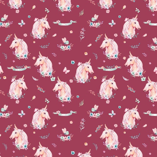A Magical Time Unicorn Floral Burgundy DV3468
