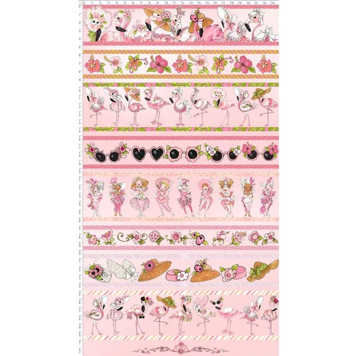 Loralie Flamingo Fancy Border Stripe Pink 9123/332