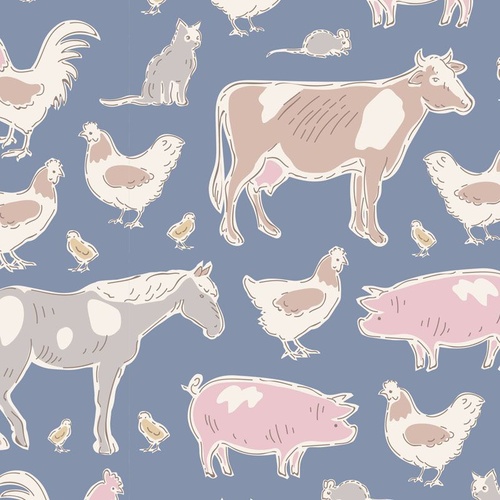 Tilda Tiny Farm Animals Blue 110013