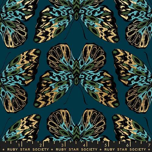 Moda Tiger Fly Metallic Butterfly Teal RS2014 13M