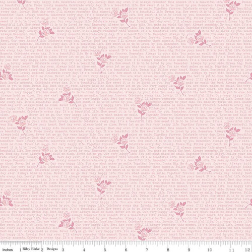 Riley Blake Splendor Inspirational Text Pink C9354