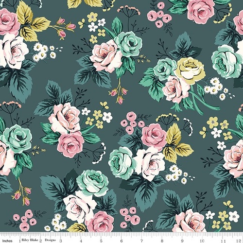 Riley Blake Splendor Main Floral Teal C9350