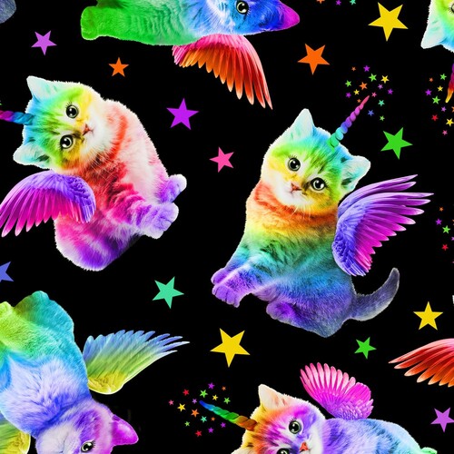 Digital Rainbow Unicorn Cats C7198