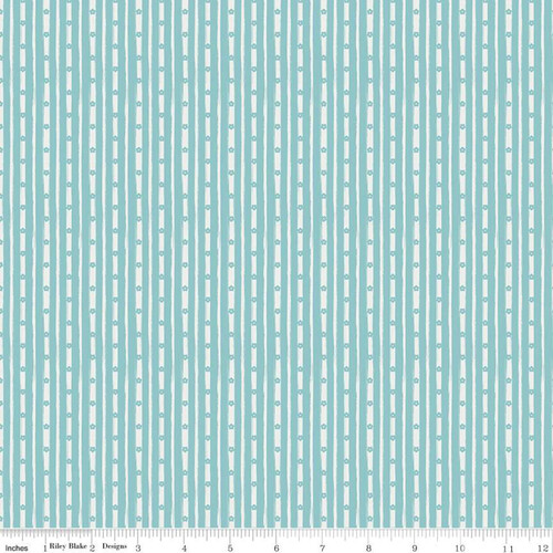 Abbie's Garden Stripe Aqua C9574