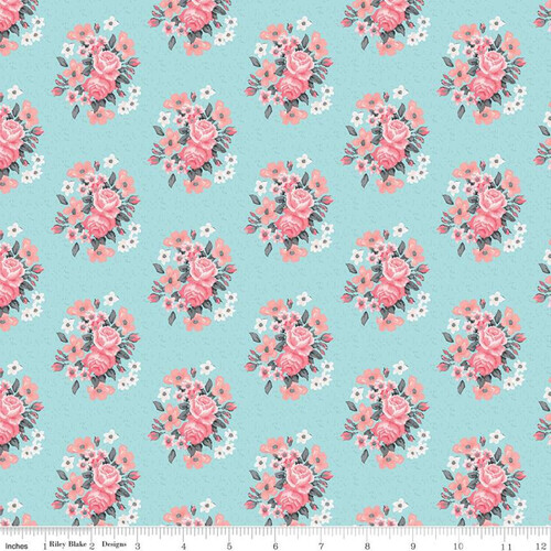 Abbie's Garden Bouquet Aqua C9571