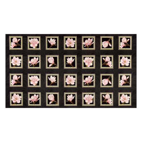 Accent on Magnolias Blocks Panel Coral 3616-20