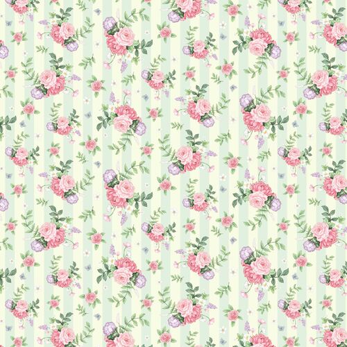 Little Wren Cottage Floral Stripe Mint DV3495
