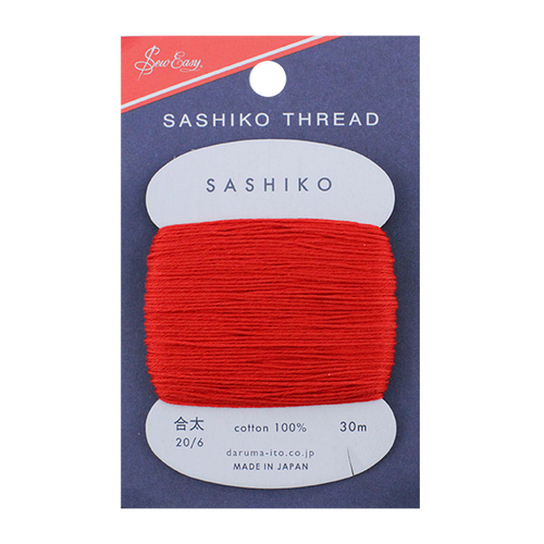 Sashiko Thread Thick  30m Card Red 213