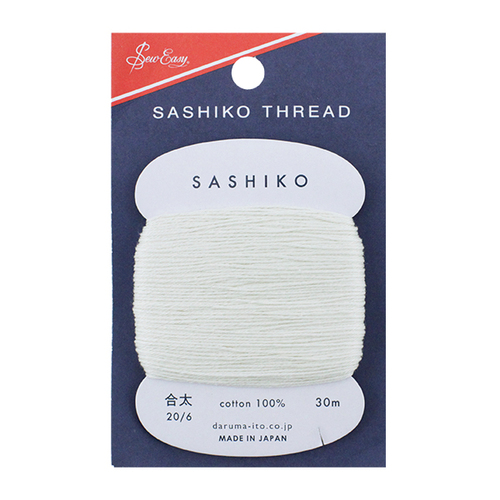 Sashiko Thread Thick 30m Card Of White 201