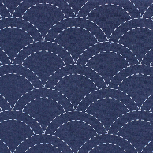 Sashiko Cloth Navy Scallop Waves 201