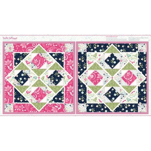 Boho Blooms Mini Cheater Quilt /Rug /Cushion Panel