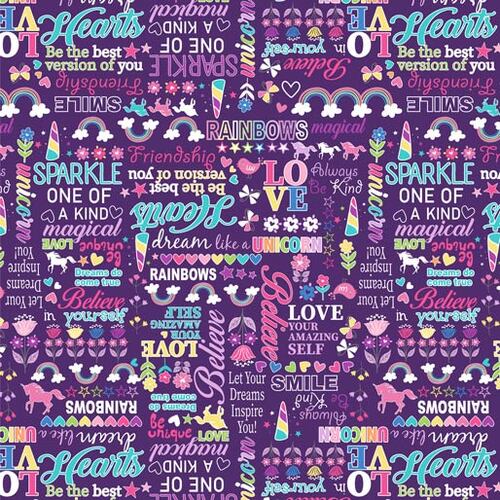 Unicorn Magic Pearlescent Words Purple 9804-66