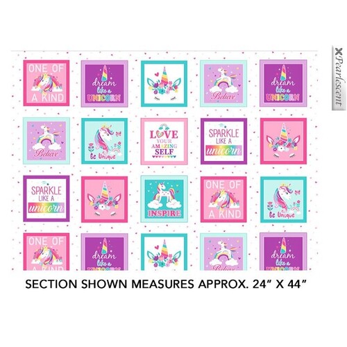 Unicorn Magic Pearlescent Quilt Cot Panel 9609