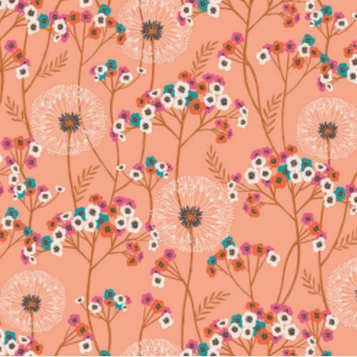 Aviary Dandelions Floral Peachy Pink 1725