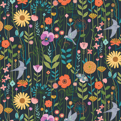 Aviary Meadow Bird Butterfly Floral 1721