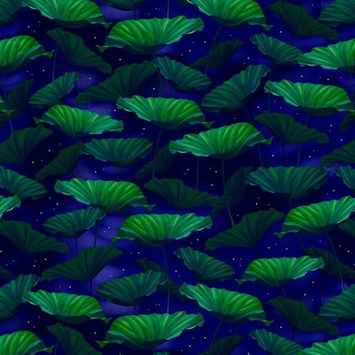 Moonlight Serenade Metallic Lilypads Indigo 9753M-54