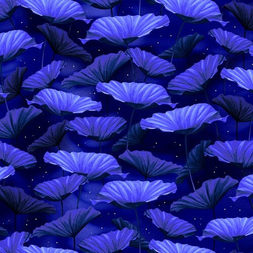 Moonlight Serenade Metallic Lilypads Royal  9753M-50
