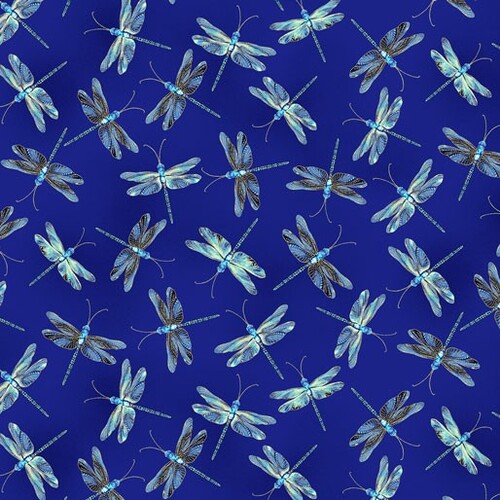 Moonlight Serenade Metallic Dragonflies Royal 9752M-50