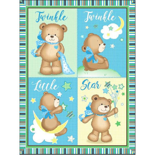Twinkle Little Star Teddy Bear Novelty Quilt Panel 016
