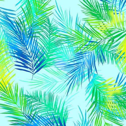Tropical Breeze Island Palm Leaves Turq 9723-84