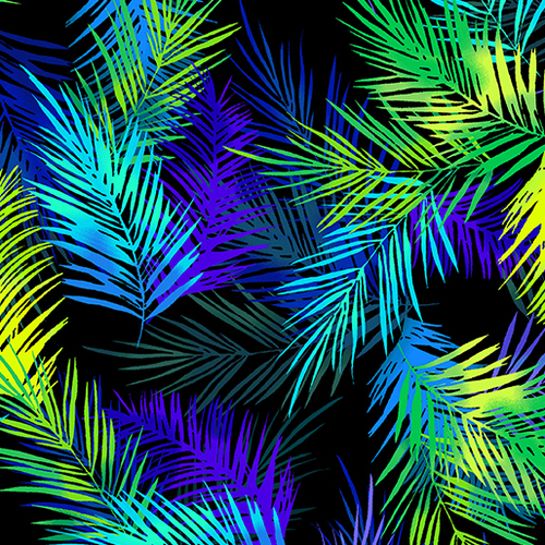 Tropical Breeze Island Palm Leaves Blue 9723-12