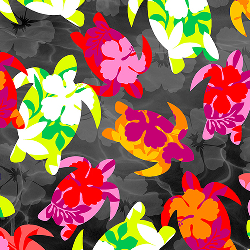 Tropical Breeze Aloha Turtles Black 9719-12
