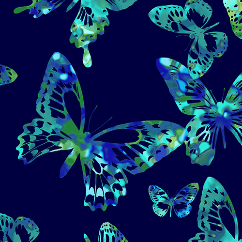 Tropical Breeze Aloha Butterflies Navy 9717-55