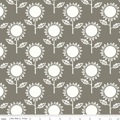Hungry Animal Alphabet Sunflowers Charcoal C10186