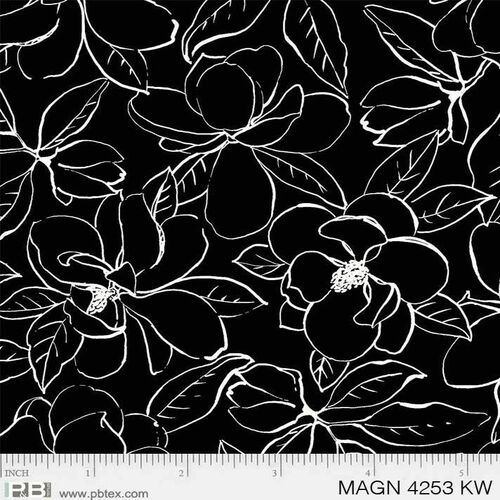 Magnolia Sketched Flowers Black 4253 KW