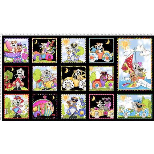 Go Doggie Dogs Panel Black 692-413